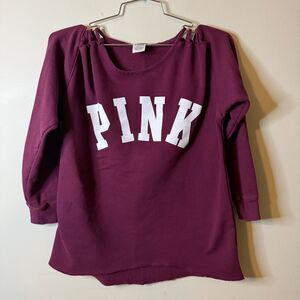 VICTORIA'S SECRET PINK purple burgundy cutout sweatshirt women’s medium cozy